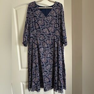 Talbots Blue Casual Sundress with Bishop Sleeves